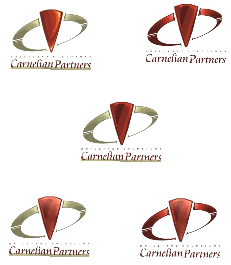 Różne wersje i koncepcje logo Carnelian Partners